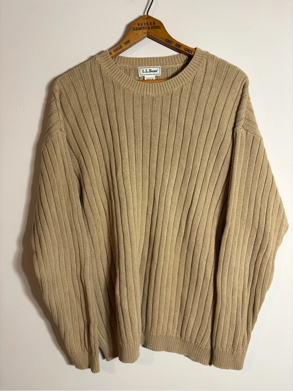 LL Bean Fisherman’s Sweater XL Cotton Cottage Tan